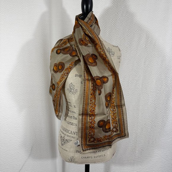 Vintage First Issue Gold Medallion silk oblong scarf - Picture 8 of 11